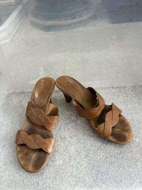 A2 Aerosole Leather Heeled Slide Sandals